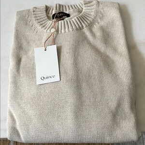 Quince 100% Organic cotton Boyfriend Crew Sweater Speckled Beige Brand New XS